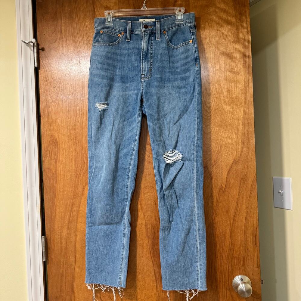 Madewell The Perfect Vintage Jean Light Wash Distressed Frayed Hem Size 27